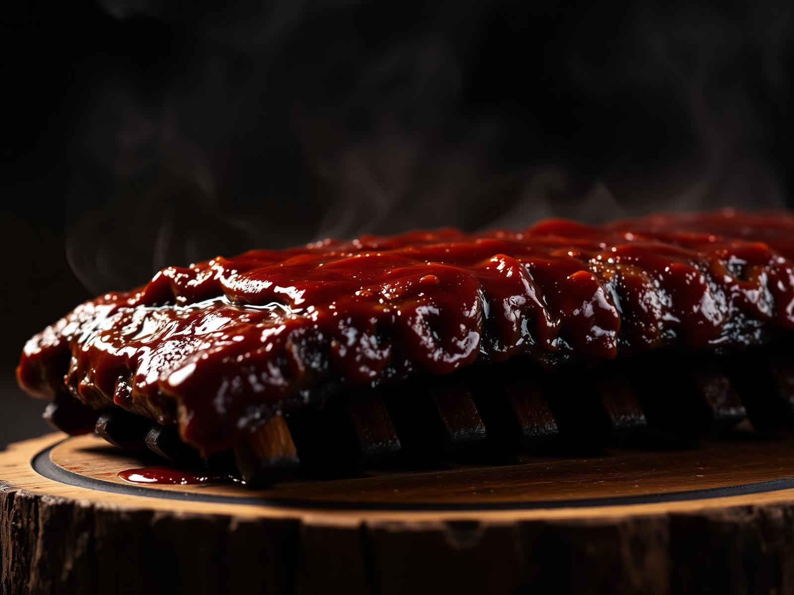 Smoky BBQ ribs glazed in sauce